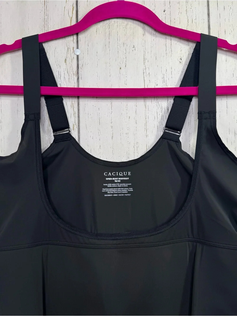 Cacique Open Bust Bodysuit Shapewear Black Plus Size 18/20 Tummy Control NWT - Picture 3 of 12